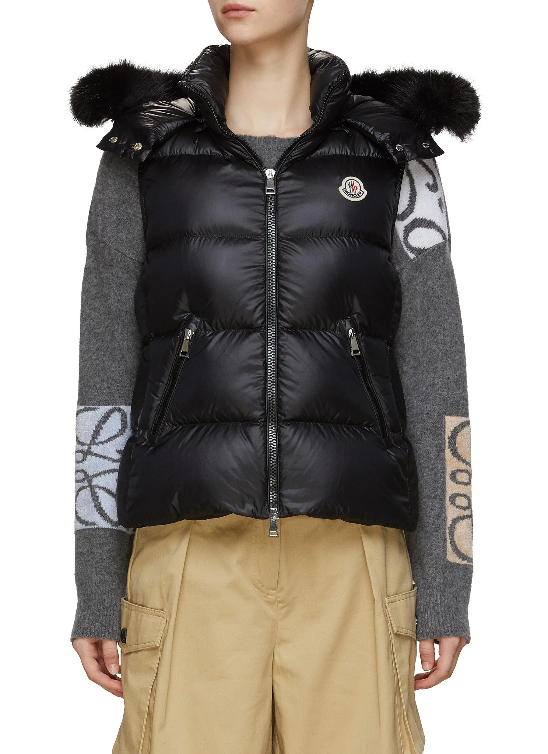 -----------MONCLER ---- ------------ ----Gallinule Faux Fur Hooded Vest --