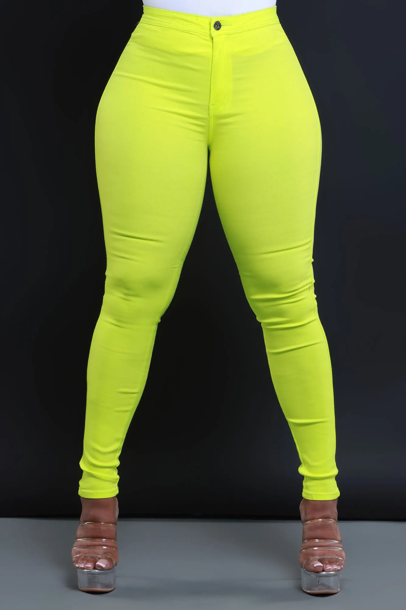 $15.99 Super Swank High Waist Stretchy Jeans - Neon Yellow