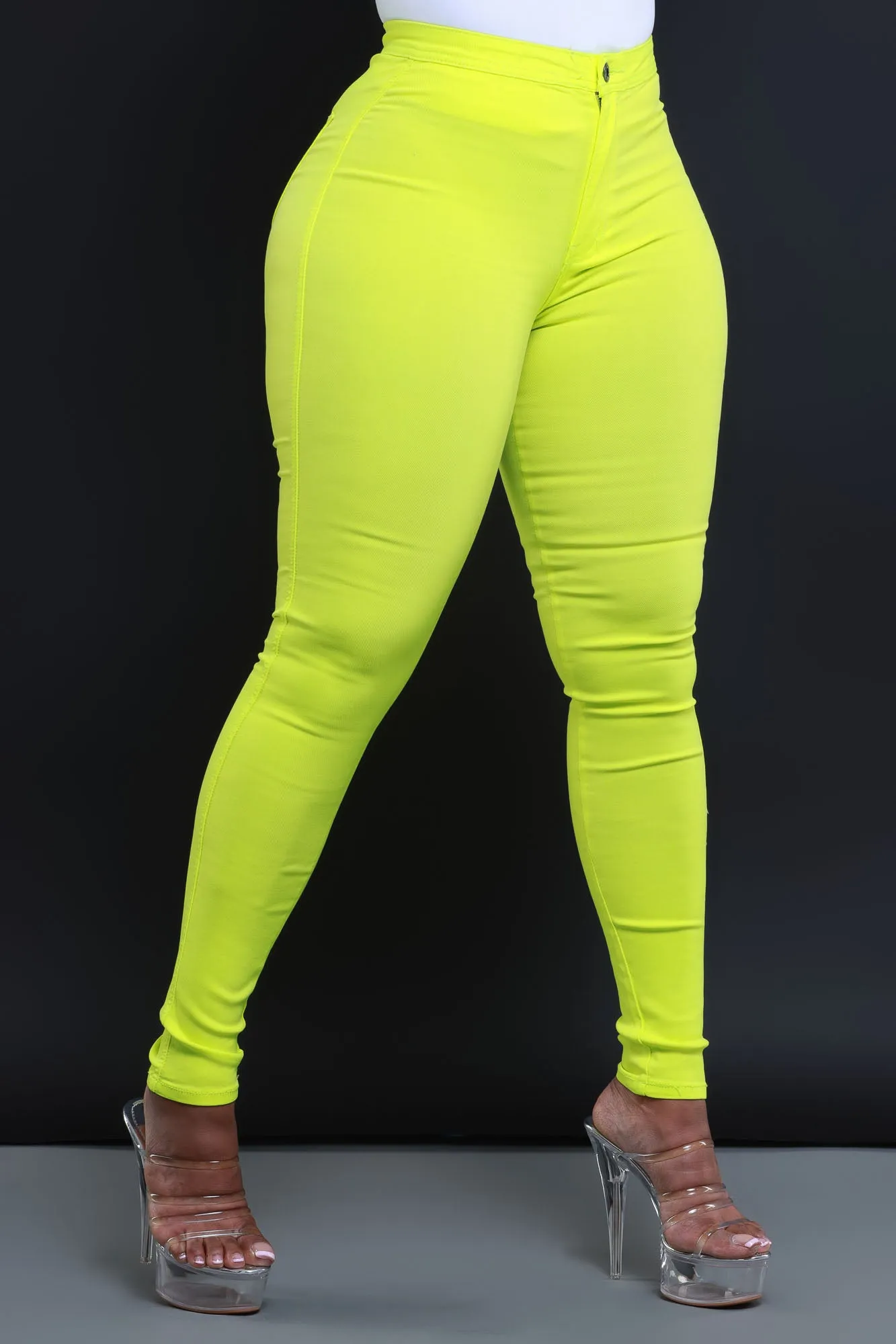 $15.99 Super Swank High Waist Stretchy Jeans - Neon Yellow