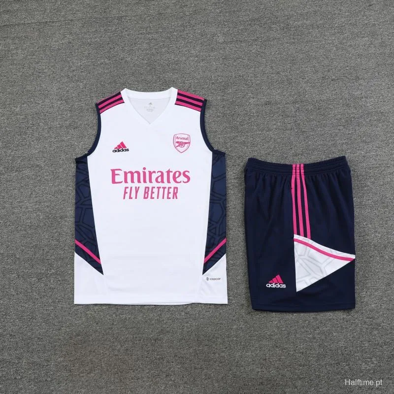 23-24 Arsenal White/Navy Vest Jersey+Shorts