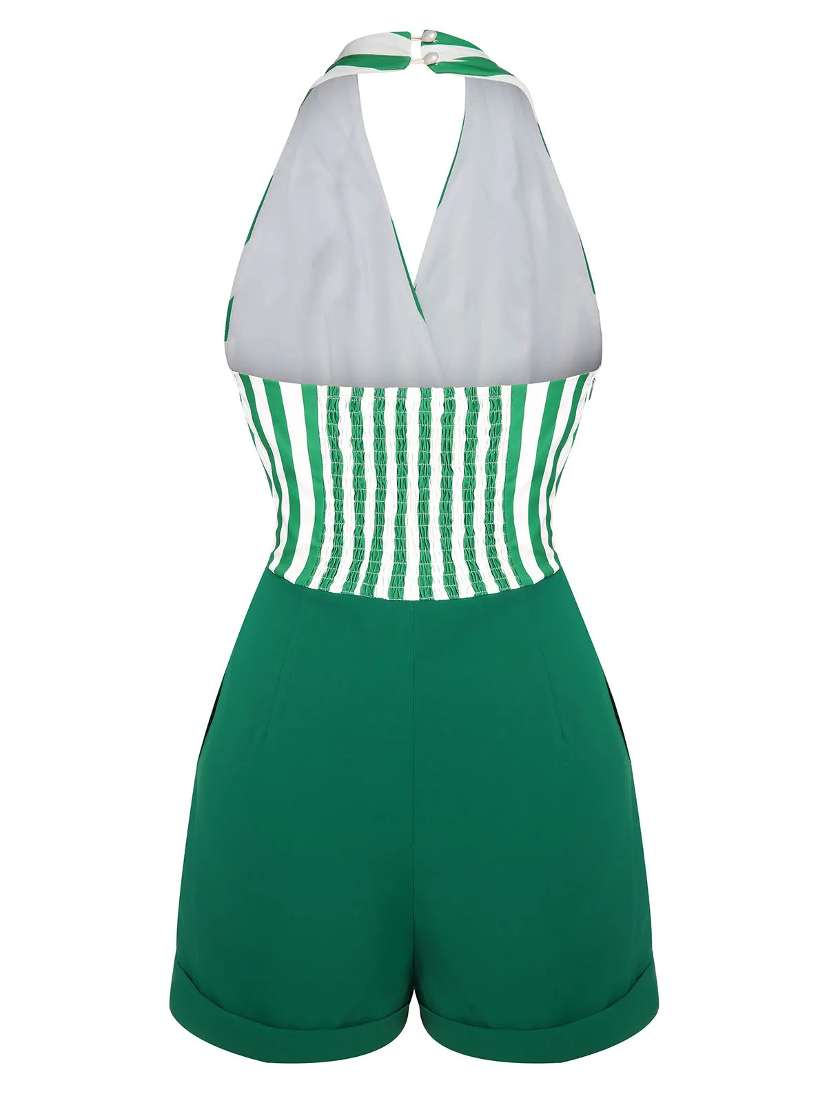 2PCS Green 1950s Stripes Romper & Umbrella Skirt