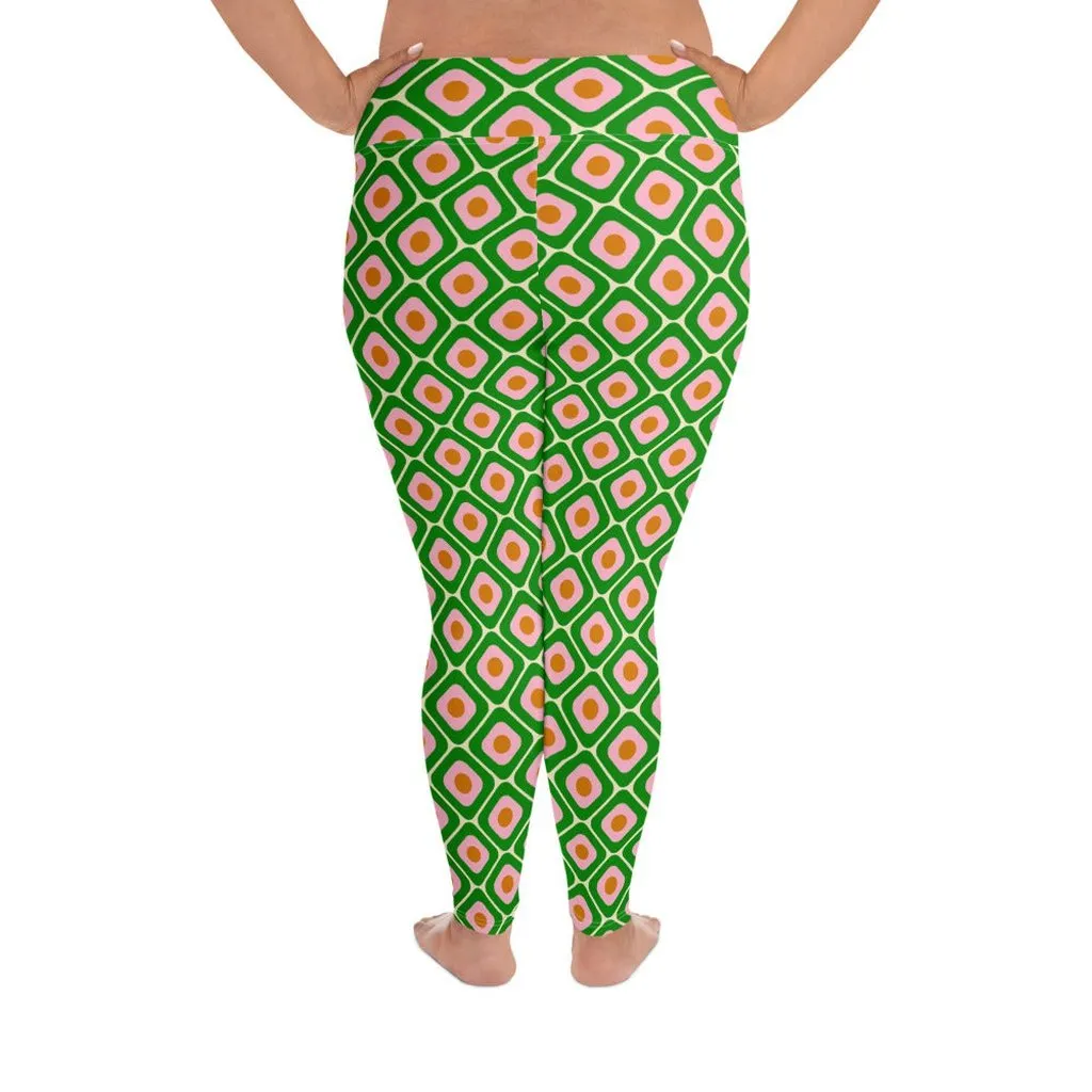 70s Retro Pattern Plus Size Leggings