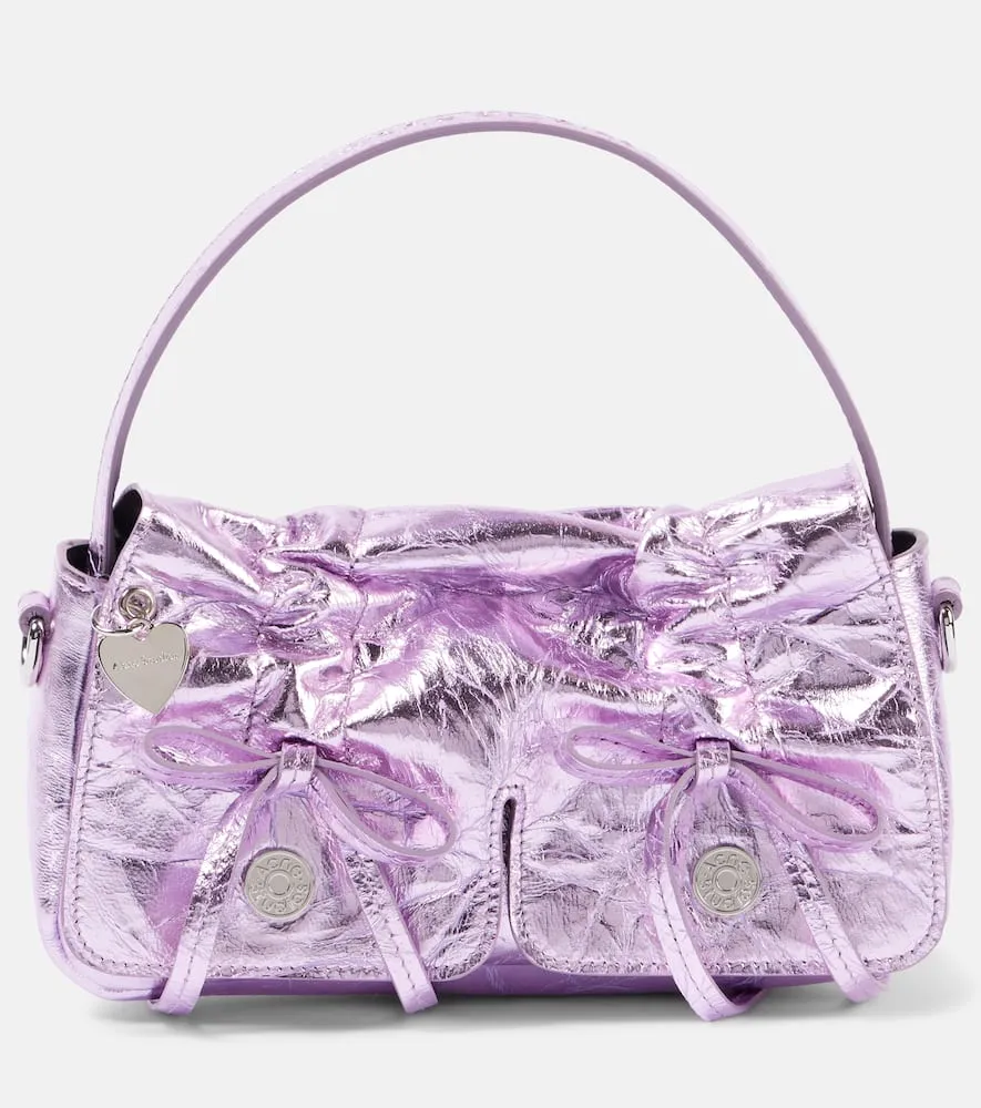 Acne Studios Bow-detail metallic leather shoulder bag