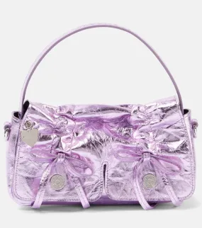 Acne Studios Bow-detail metallic leather shoulder bag