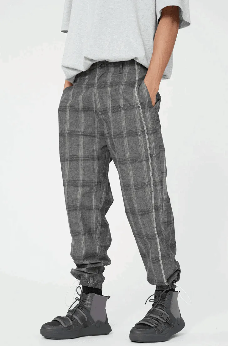 Adjustable Checkered Trousers