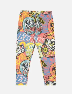 Allover Fortune Cat and Daruma Print Regular Fit Leggings