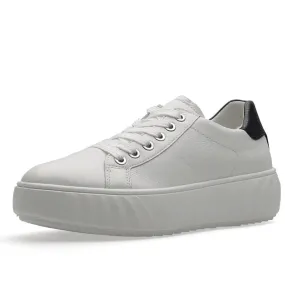 Ara MONACO White with Navy Leather Platform Sole Trainers