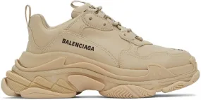 Balenciaga Beige Triple S Low-Top Sneakers