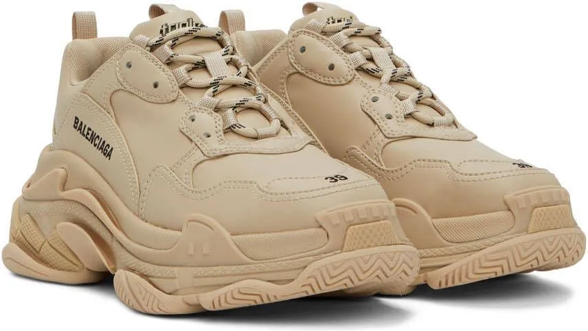 Balenciaga Beige Triple S Low-Top Sneakers