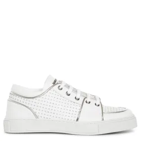 Balmain White perforated leather sneakers