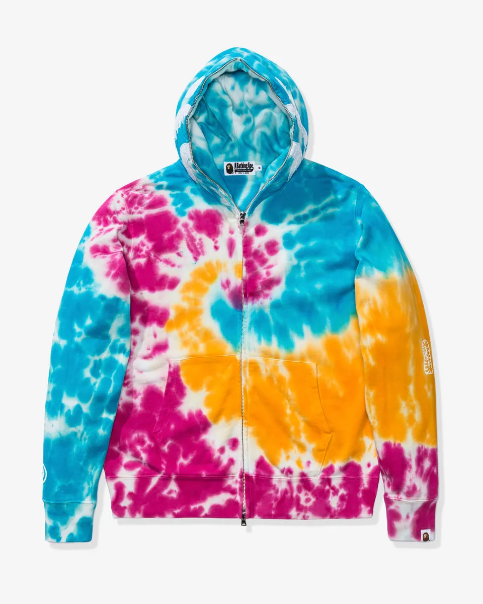 BAPE TIE DYE SHARK WIDE FULL ZIP HOODIE - MULTI