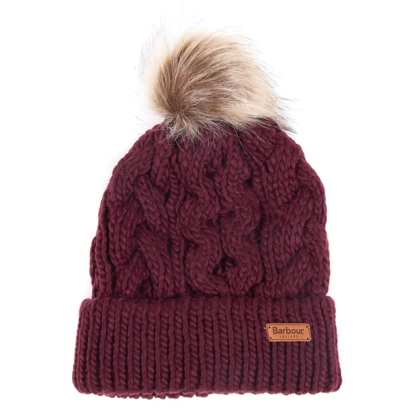 Barbour Womens Penshaw Beanie Hat Bordeaux