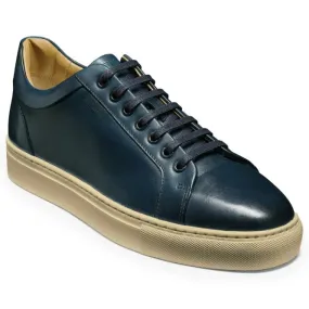 Barker  Mens Sam Hand Painted Navy Leather Trainers