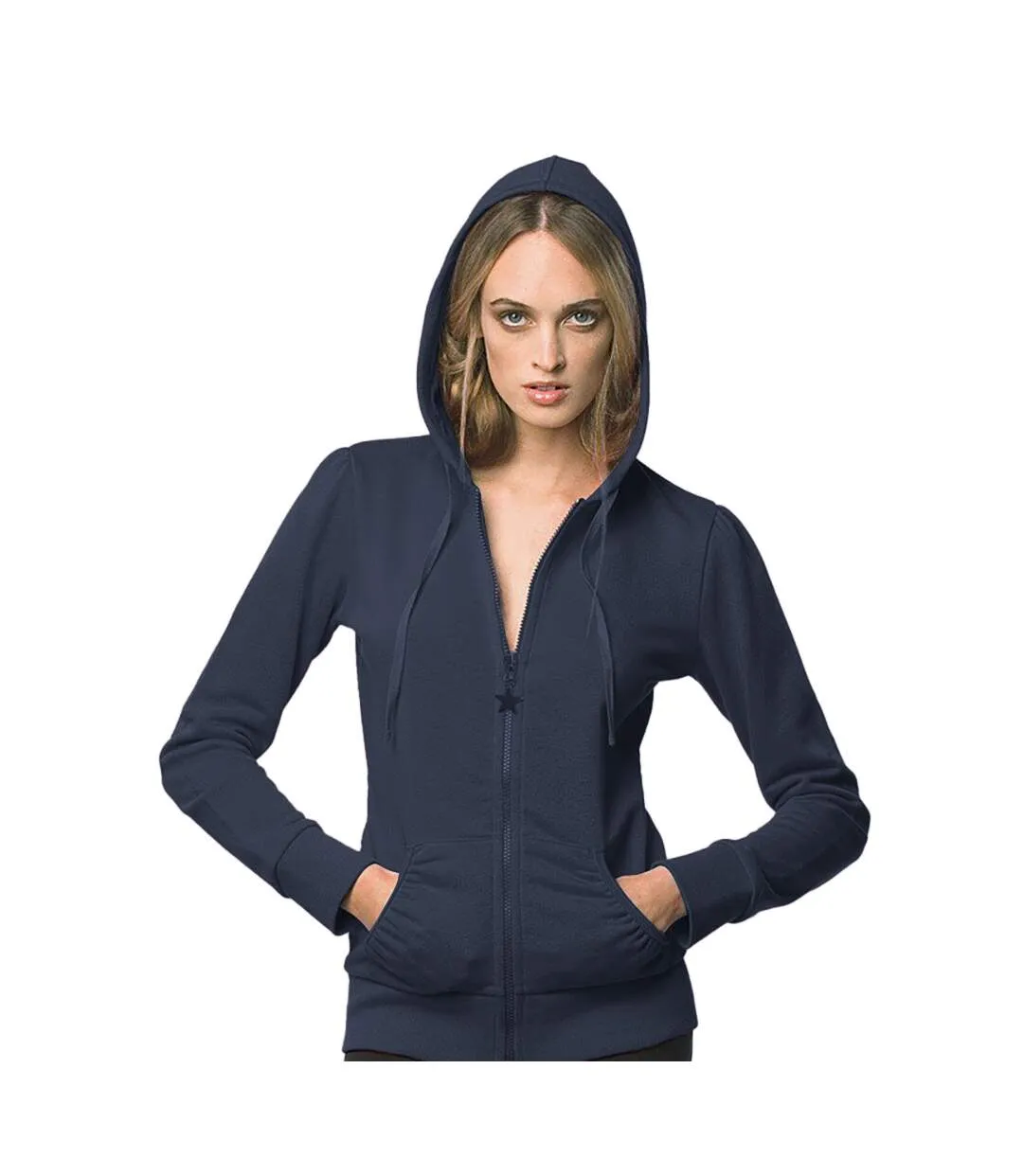 B&C Wonder Women Full Zip Hooded Sweatshirt / Hoodie (Navy Blue) - UTBC2014