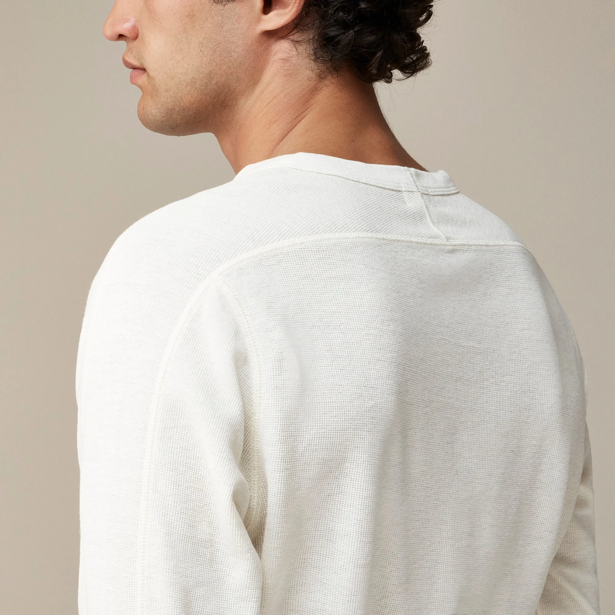 Beach thermal crewneck in linen-cotton blend