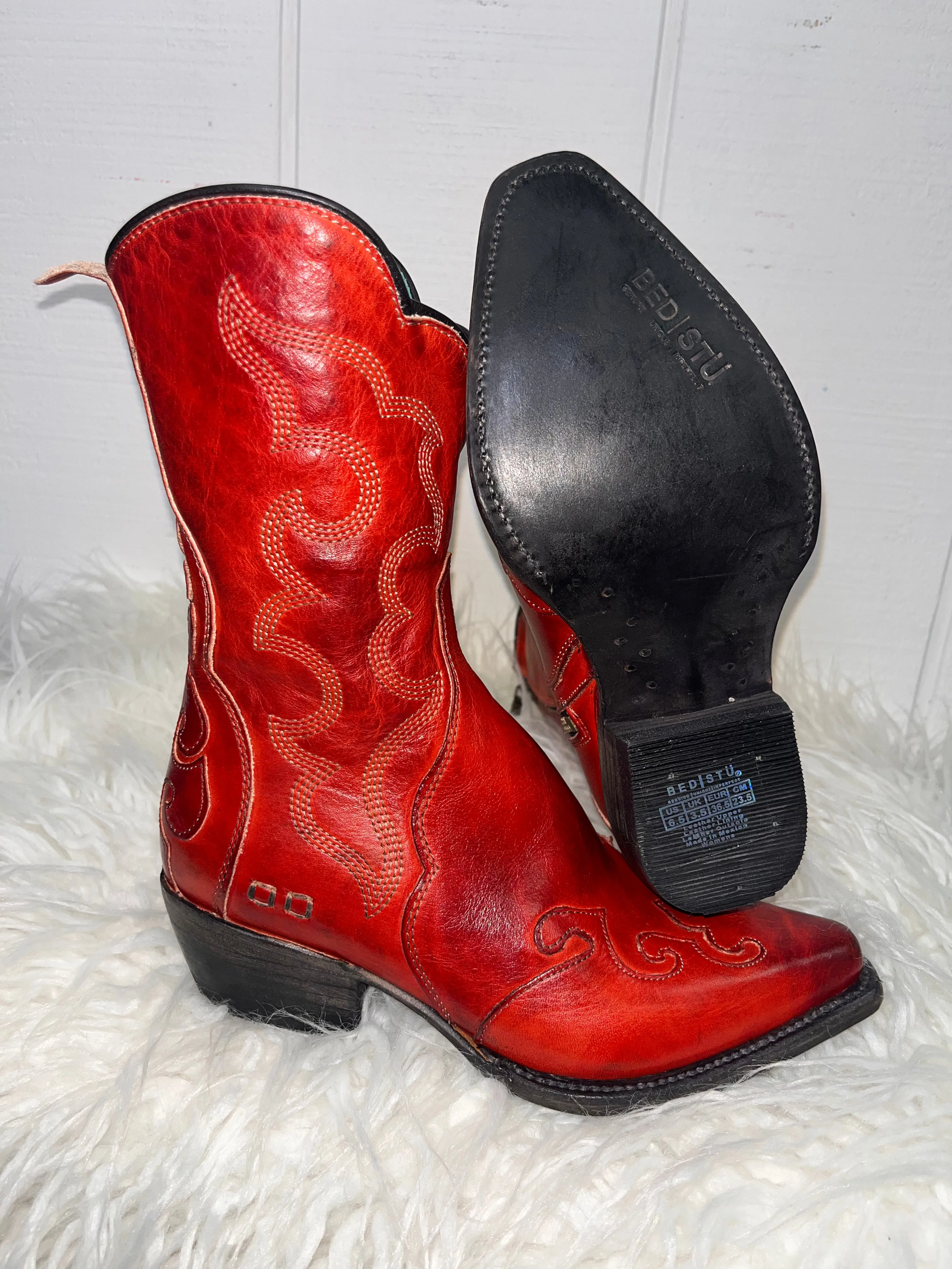 Bed Stu Women's Deuce Red Rustic Snip Toe Cowgirl Boot F328041-RDRS