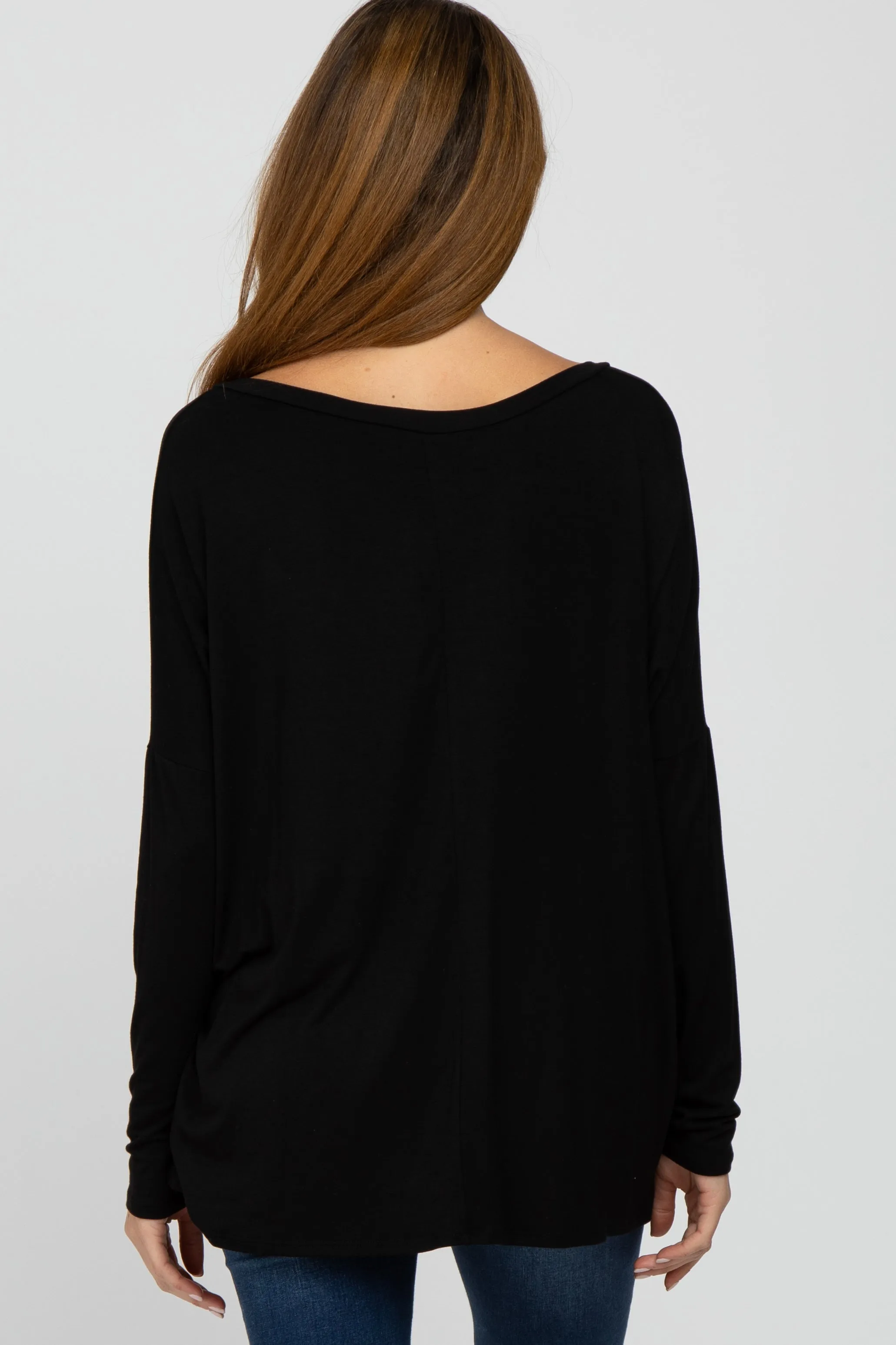 Black V-Neck Maternity Top