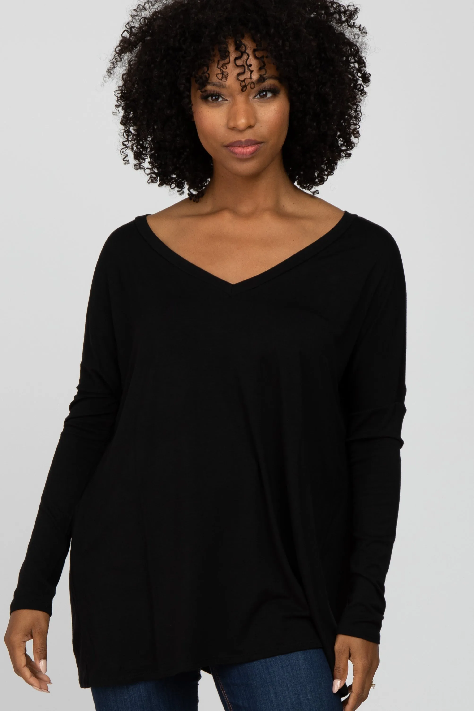 Black V-Neck Maternity Top