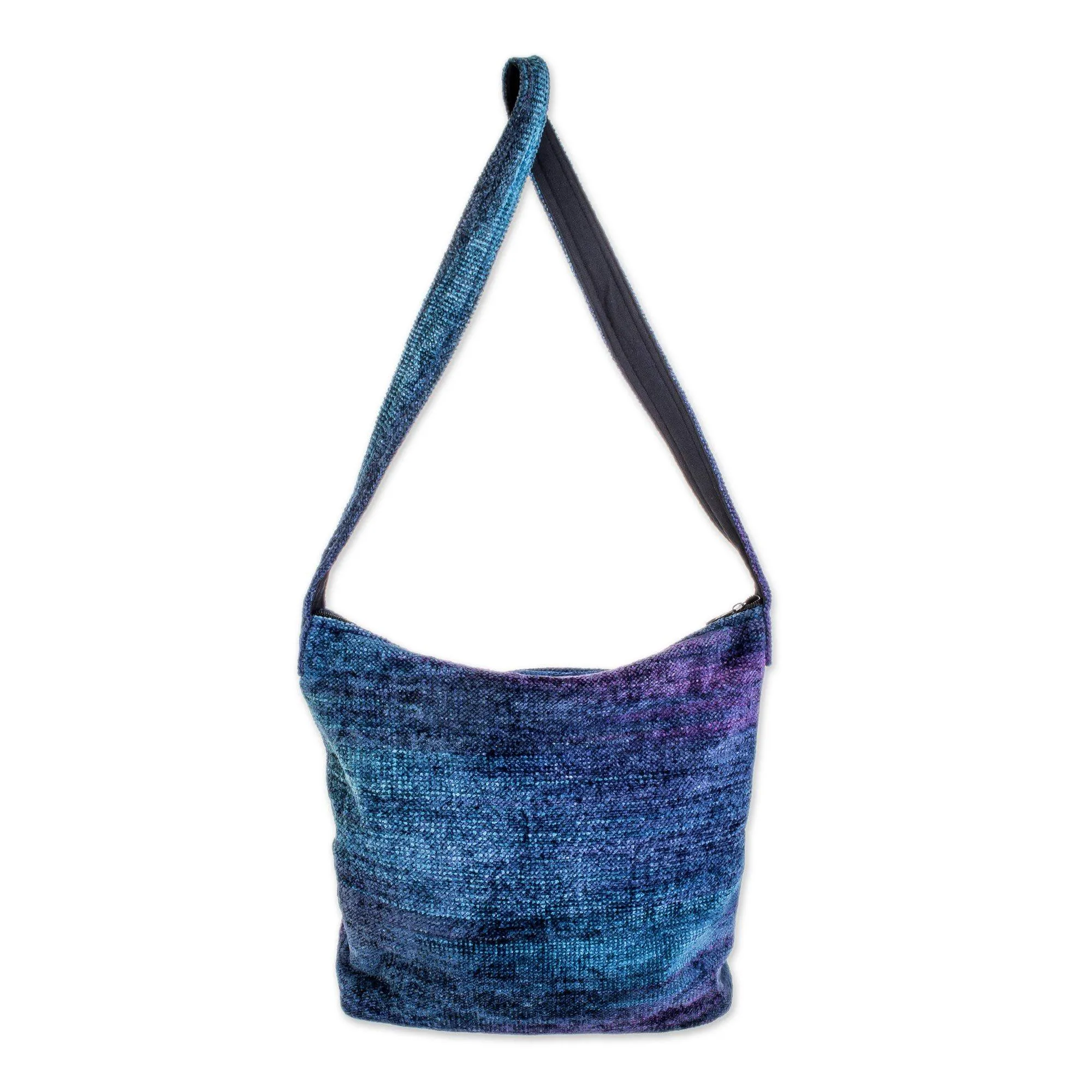 Blue Bamboo Chenille Shoulder Bag