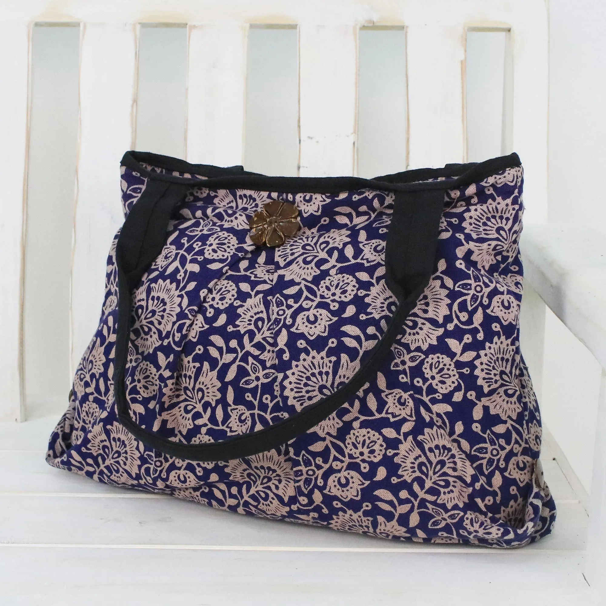 Blue Cotton Handcrafted Shoulder Bag