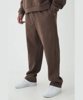 boohooMAN Mens Plus Interlock Smart Tapered Joggers