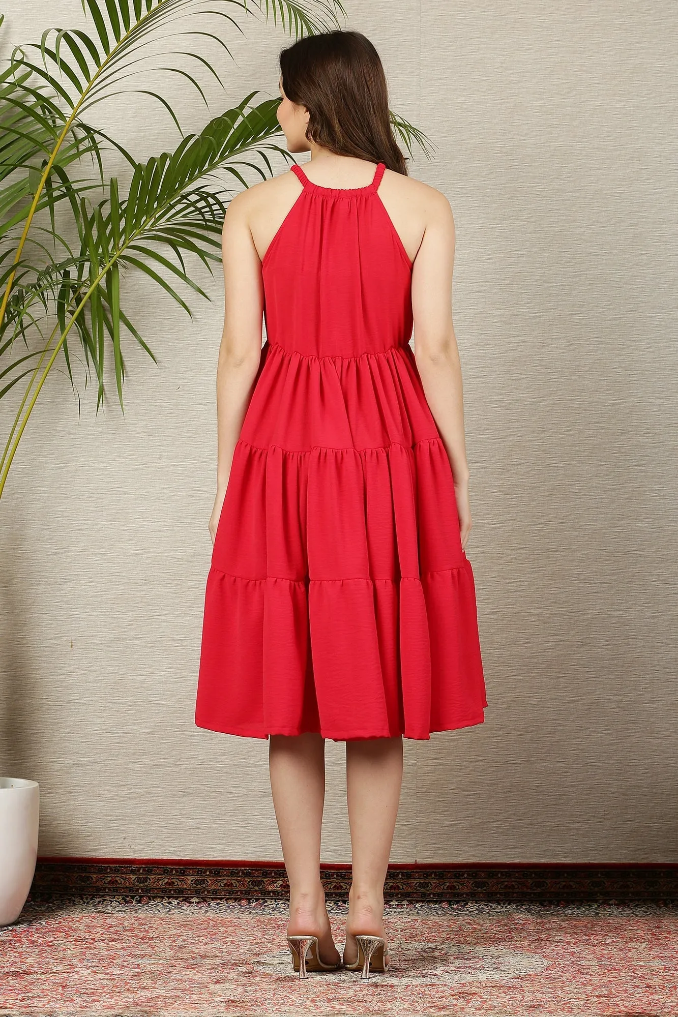 Breezy Scarlet Layered Maternity & Nursing Flow Dress