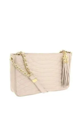 Bridget Beige Quilted Faux Leather Shoulder Bag