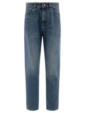 Brunello Cucinelli    Brunello Cucinelli Baggy Authentic Con Shiny Tab Jeans