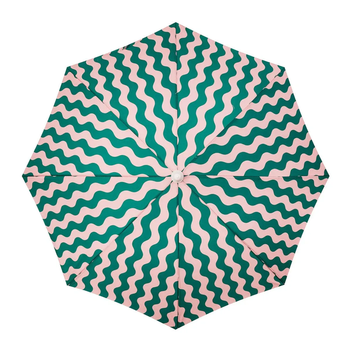 Business & Pleasure - Holiday Beach  Umbrella - Ocean Green & Pink Stripe-