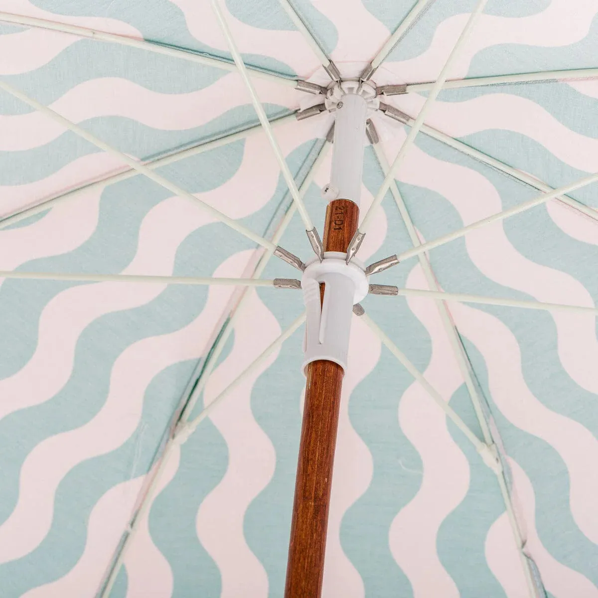 Business & Pleasure - Holiday Beach  Umbrella - Ocean Green & Pink Stripe-