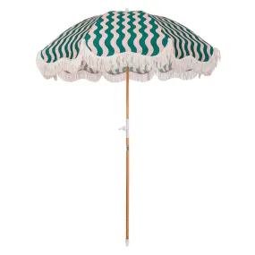 Business & Pleasure - Holiday Beach  Umbrella - Ocean Green & Pink Stripe-