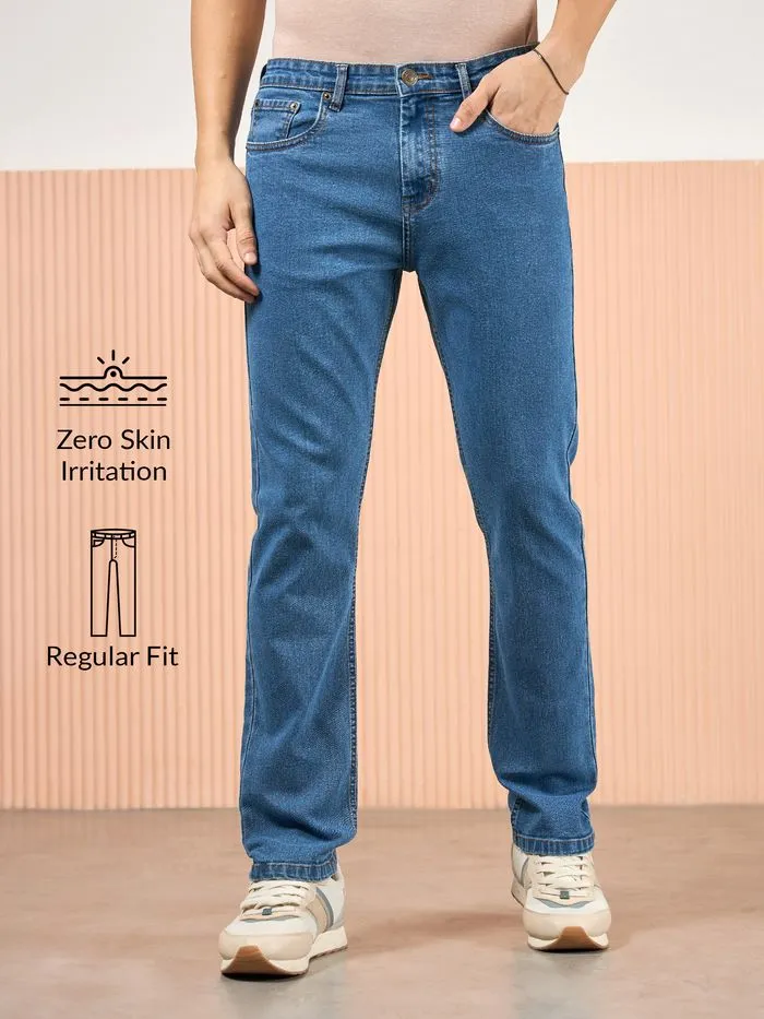 Buy Soft Blue Regular Fit Mens Jeans Online in India -Beyoung