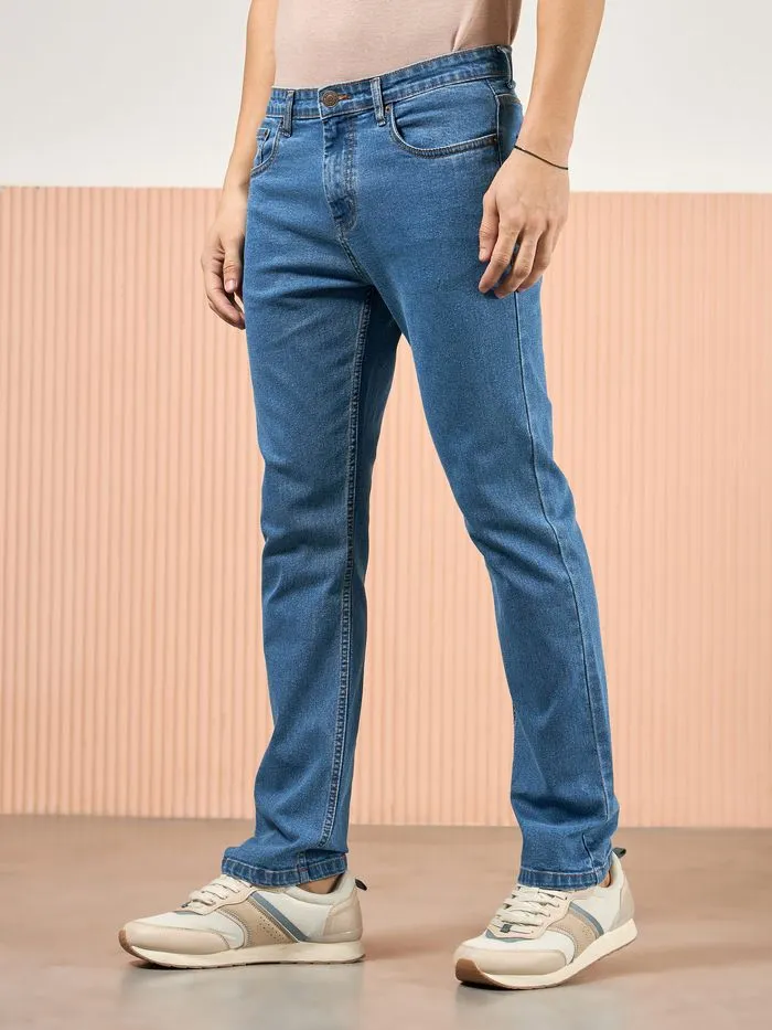 Buy Soft Blue Regular Fit Mens Jeans Online in India -Beyoung