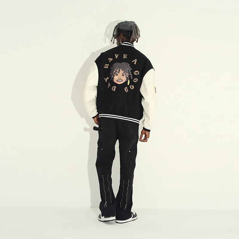 Cartoon Foam Varsity Jacket