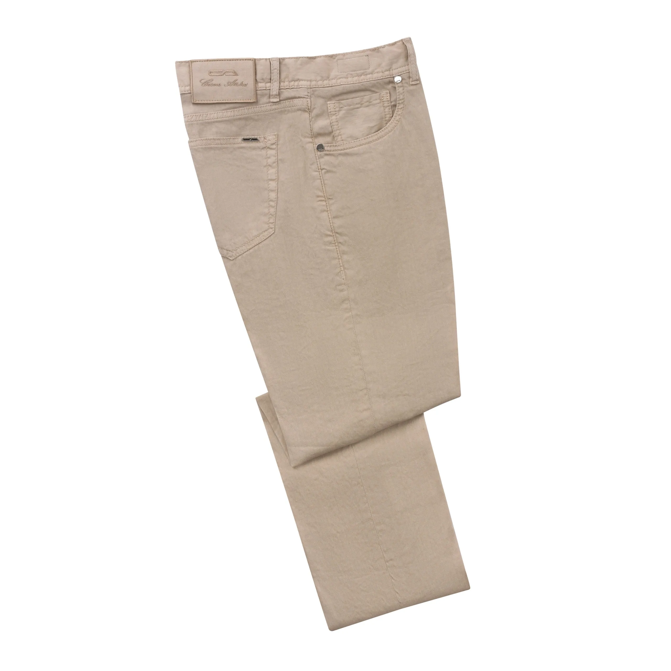  Cesare Attolini Slim-Fit Linen-Blend Jeans in Sand Brown