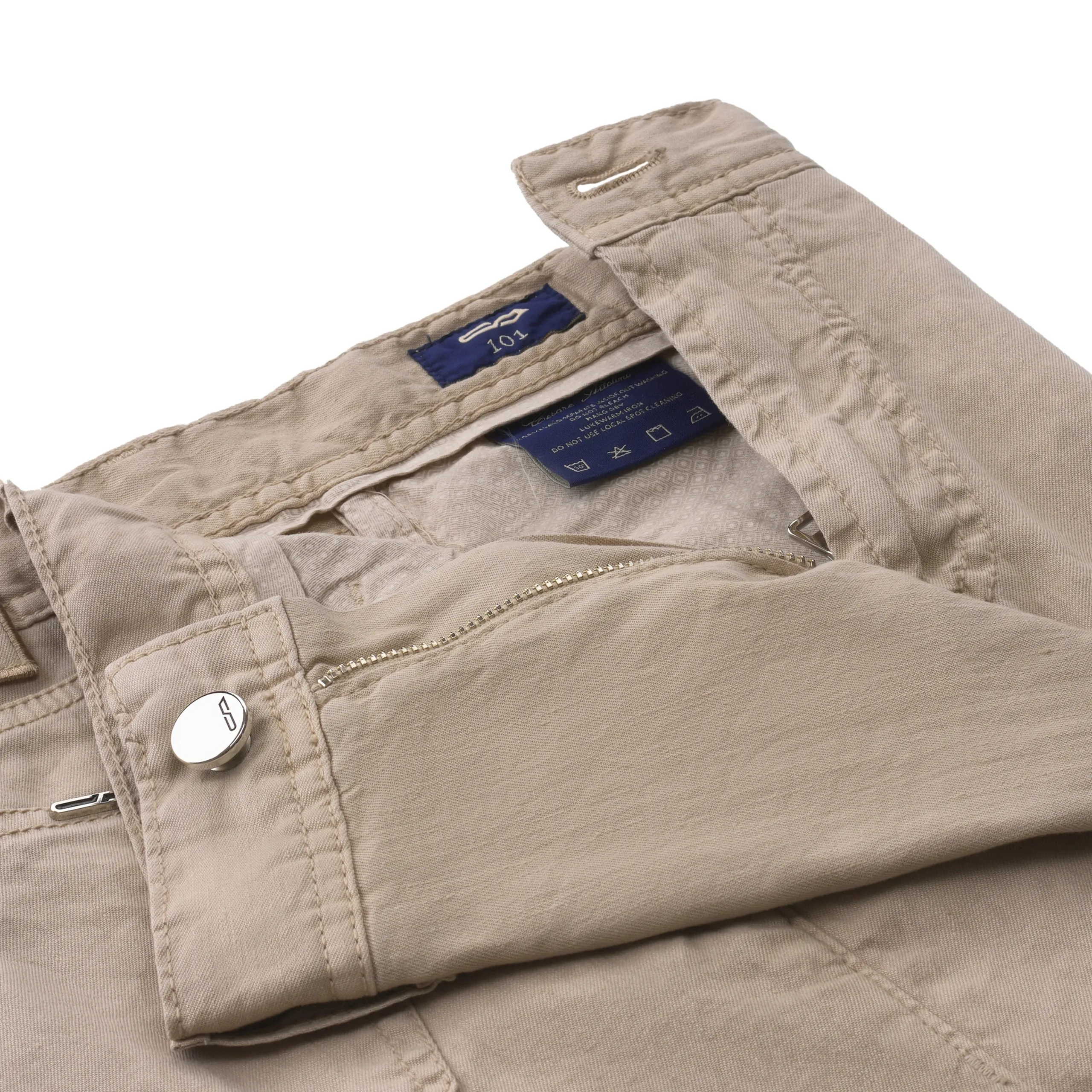  Cesare Attolini Slim-Fit Linen-Blend Jeans in Sand Brown