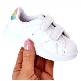 Children's Sneakers White-Rainbow Velcro Cute Girl