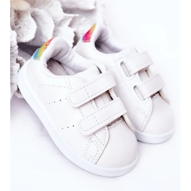 Children's Sneakers White-Rainbow Velcro Cute Girl