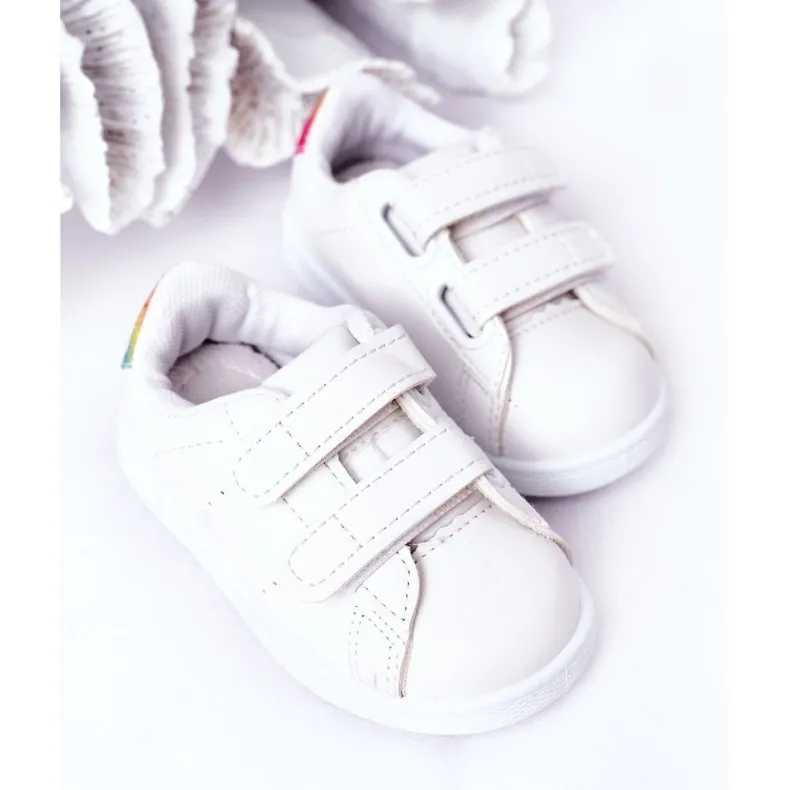 Children's Sneakers White-Rainbow Velcro Cute Girl