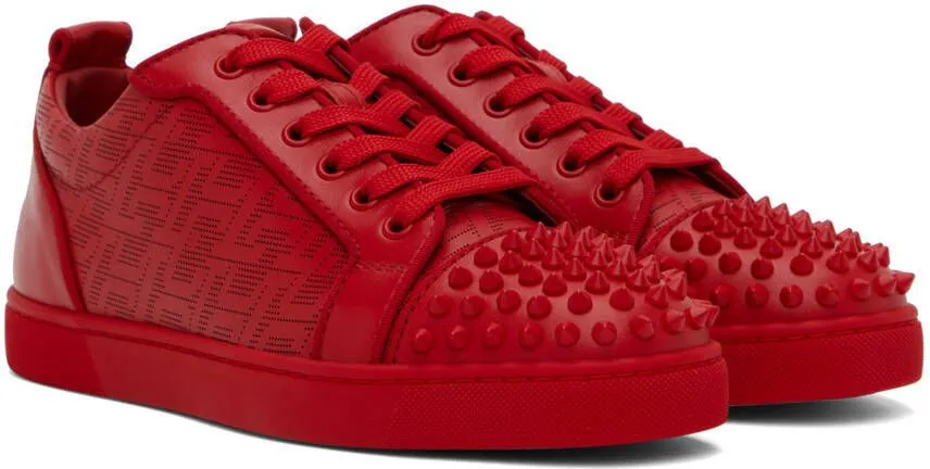 Christian Louboutin Red Louis Junior Spikes Orlato Sneakers