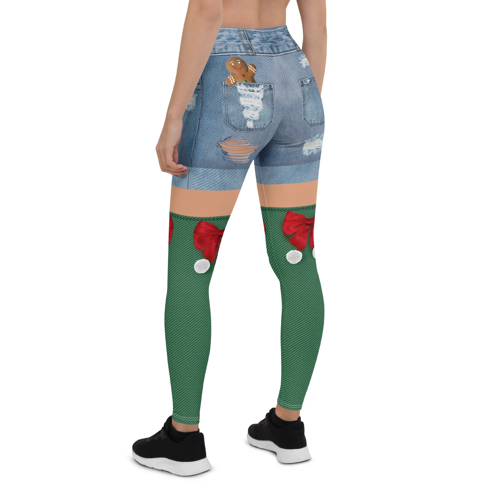 Christmas Denim Shorts Leggings