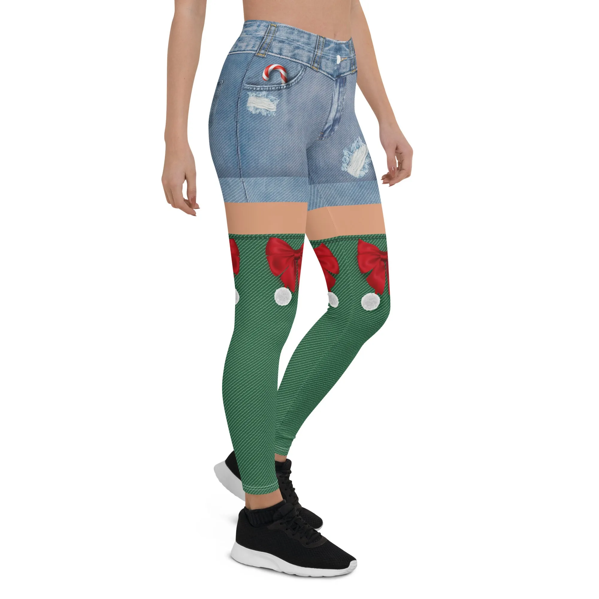 Christmas Denim Shorts Leggings