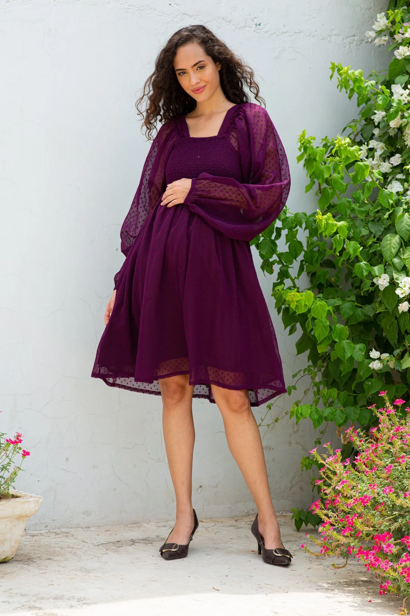 Classy Grape Wine Maternity Dress