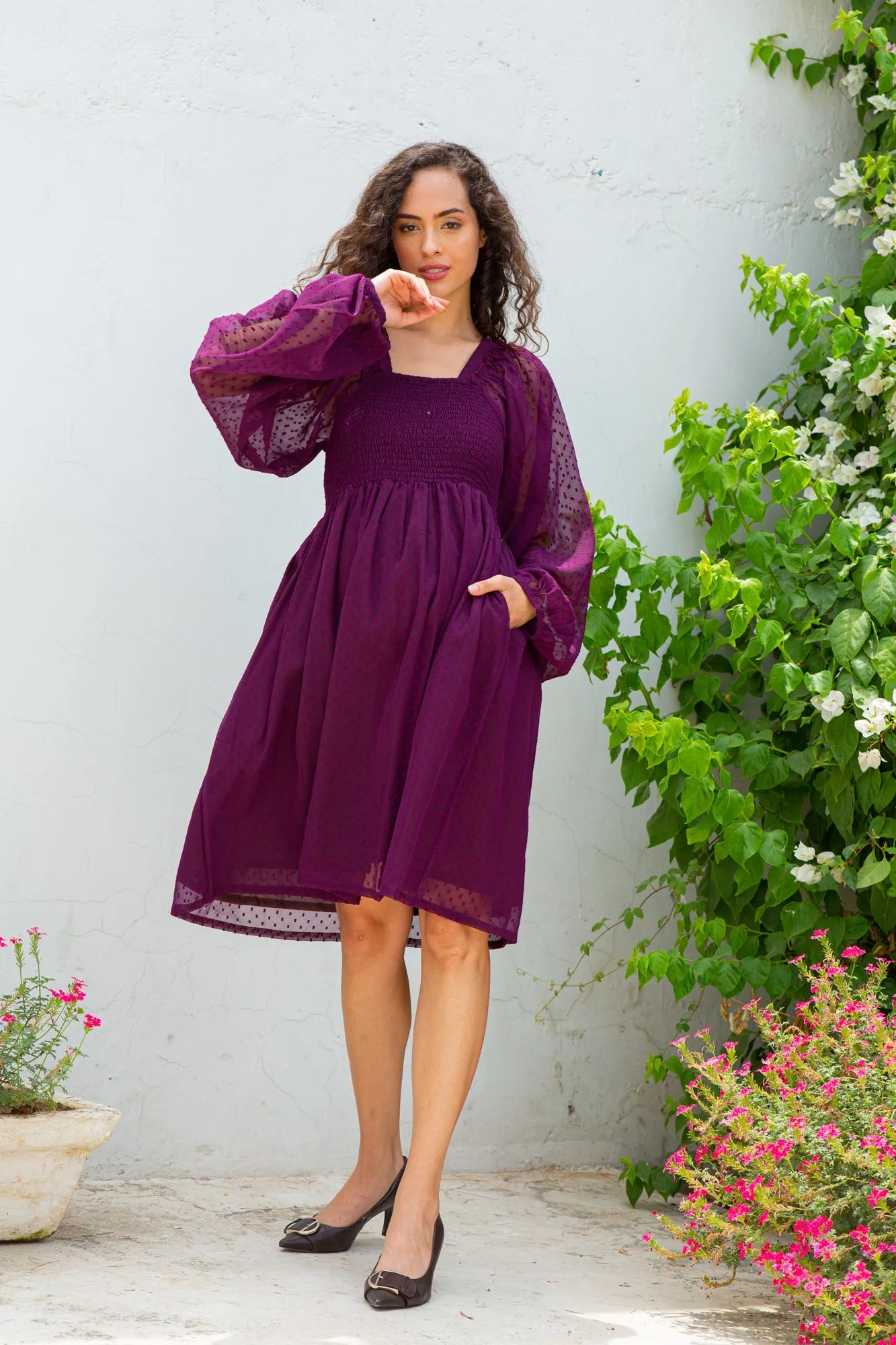 Classy Grape Wine Maternity Dress