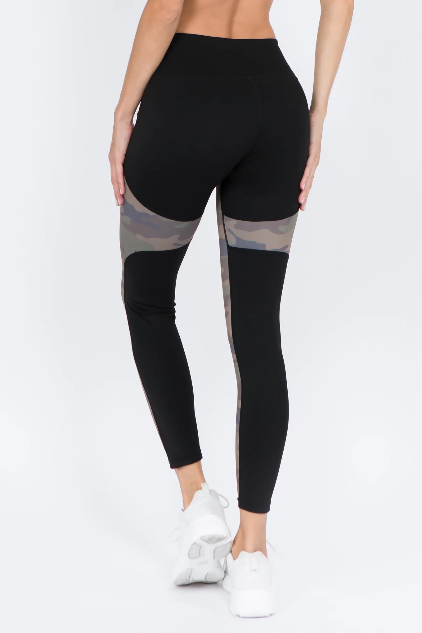 Color Block Contrast Camo Print Active Leggings