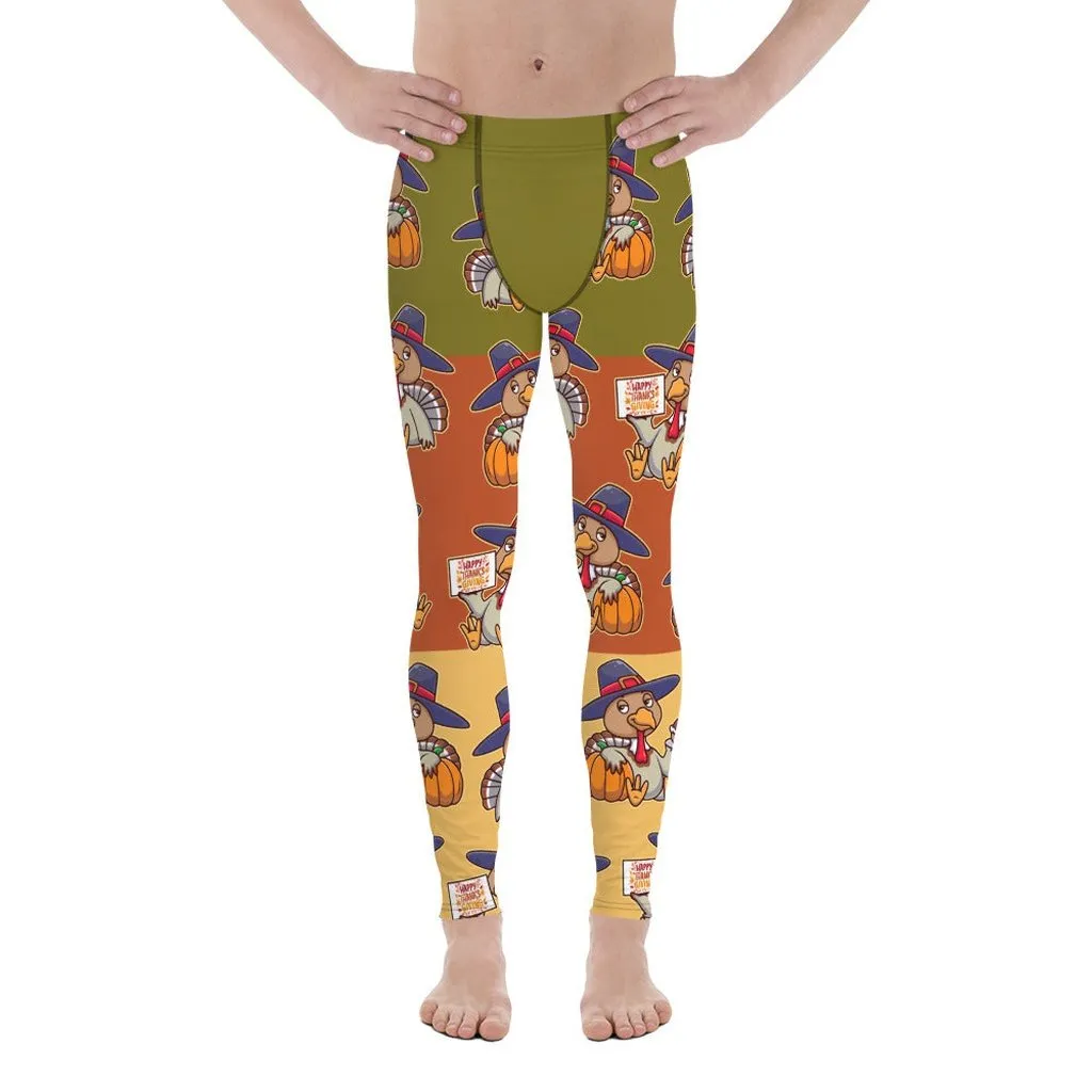 Colorful Turkey Print Men's Leggings