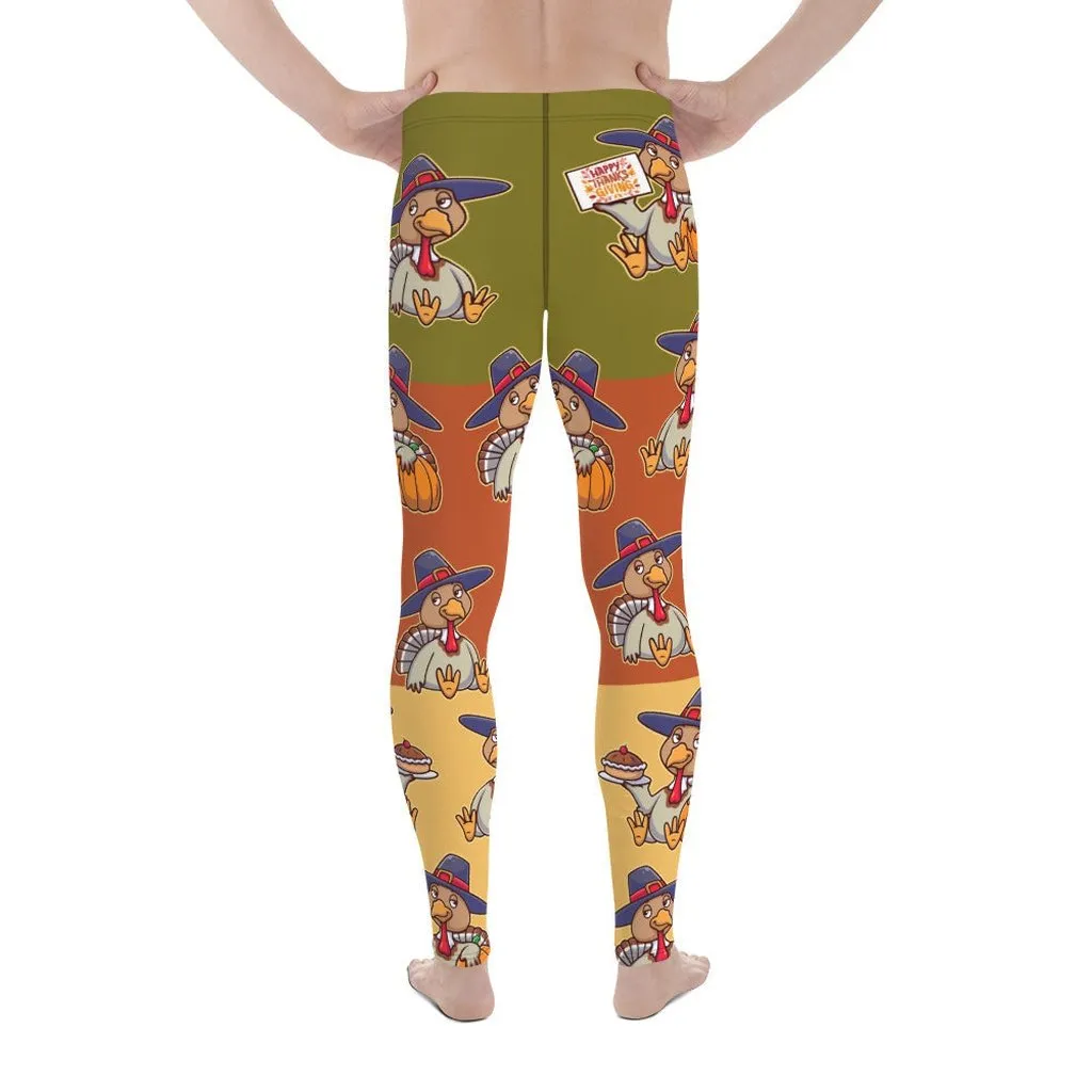 Colorful Turkey Print Men's Leggings