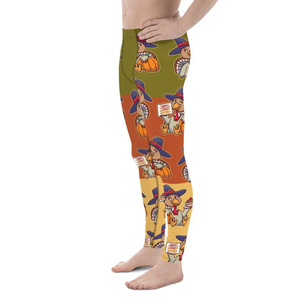 Colorful Turkey Print Men's Leggings