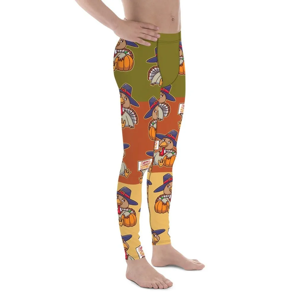 Colorful Turkey Print Men's Leggings