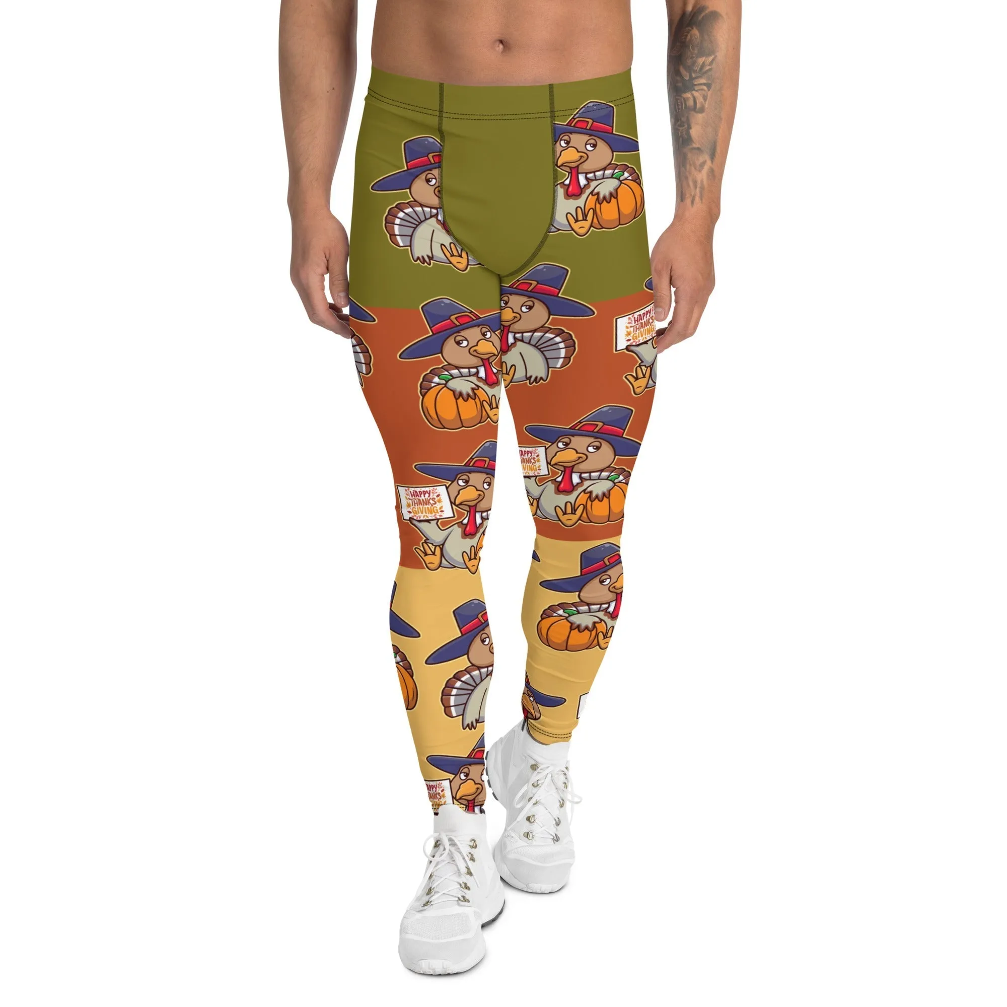 Colorful Turkey Print Men's Leggings